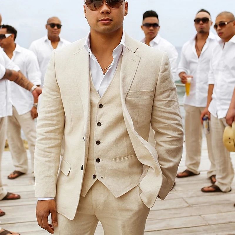 Costume trois pièces élégant pour hommes - Tenue d'été pour mariages ou fêtes