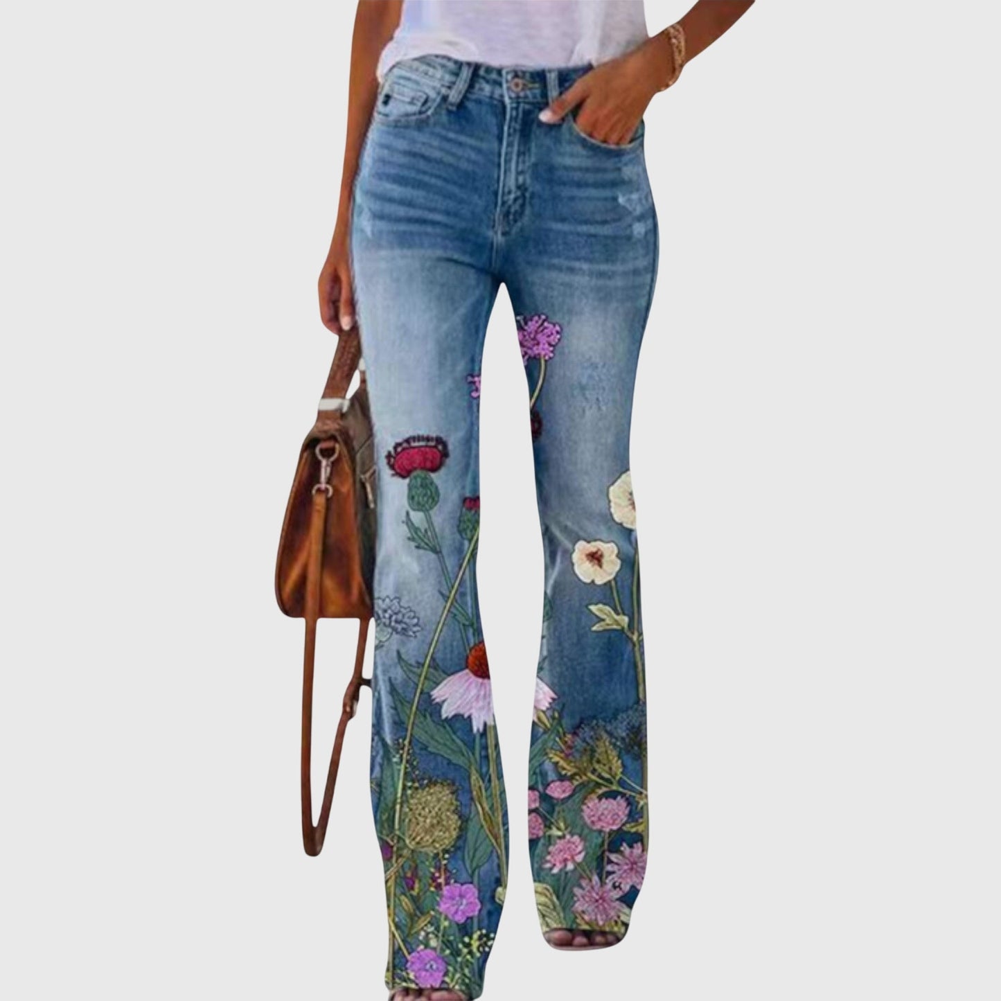 Pants with floral pattern