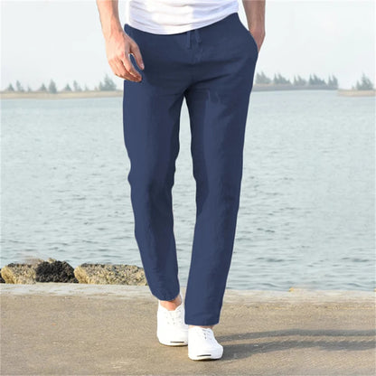 Pantalon léger en lin pour hommes, décontracté et confortable