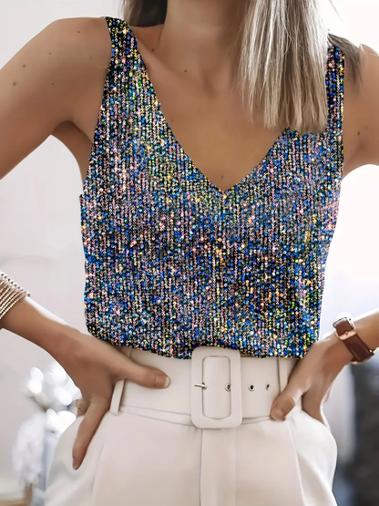 Elisa – Top sans manches à sequins