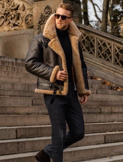 Blouson aviateur classique pour hommes avec fermeture éclair