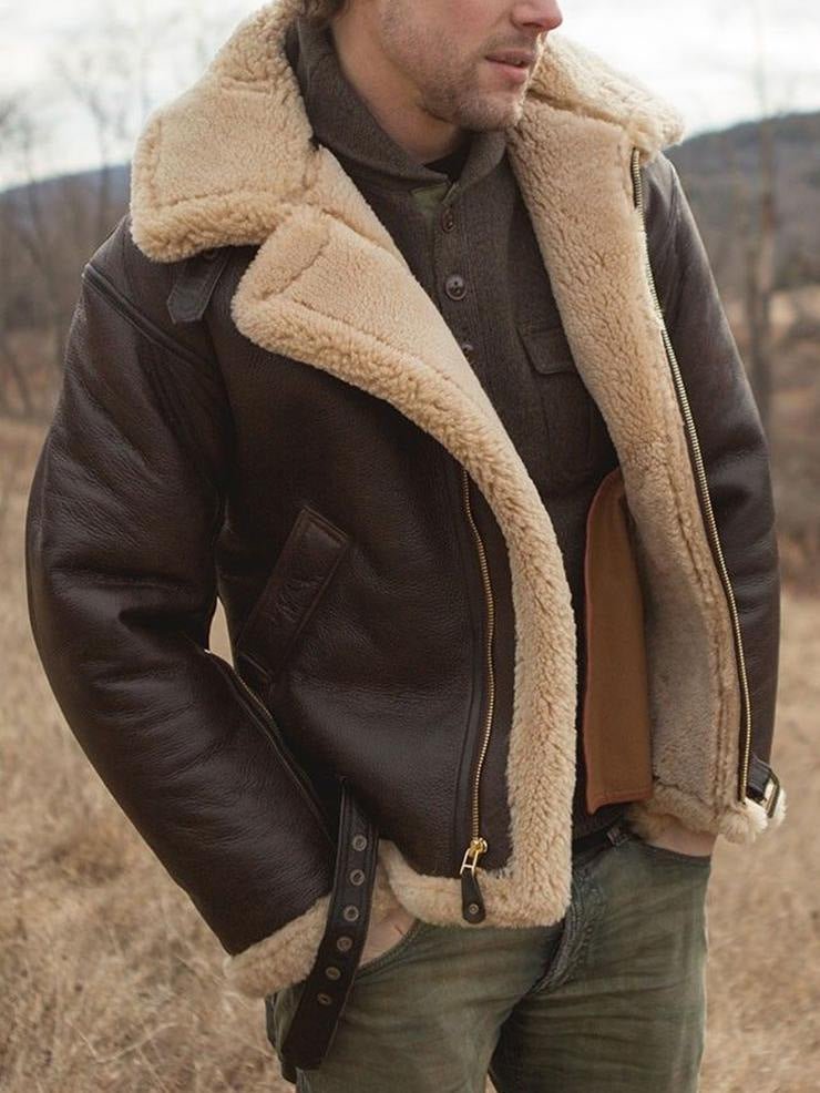 Blouson aviateur classique pour hommes avec fermeture éclair