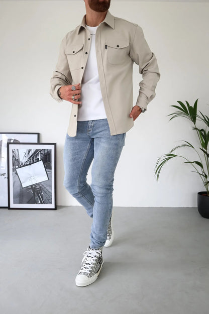 Men's Overshirt Jacket with Chest Pockets – Spring & Autumn – Casual & Lightweight
