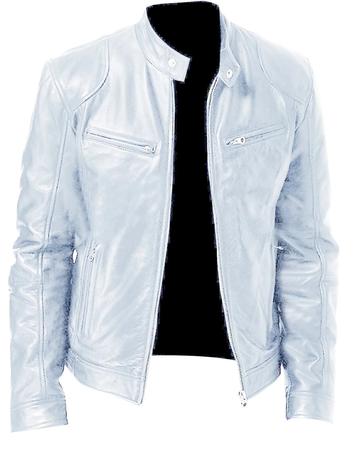 Brodie PU leather jacket with stand collar