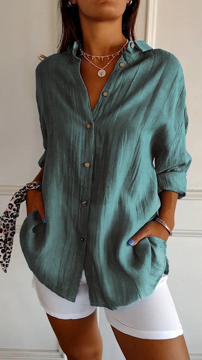 Blouse femme Thora en coton et lin grande taille