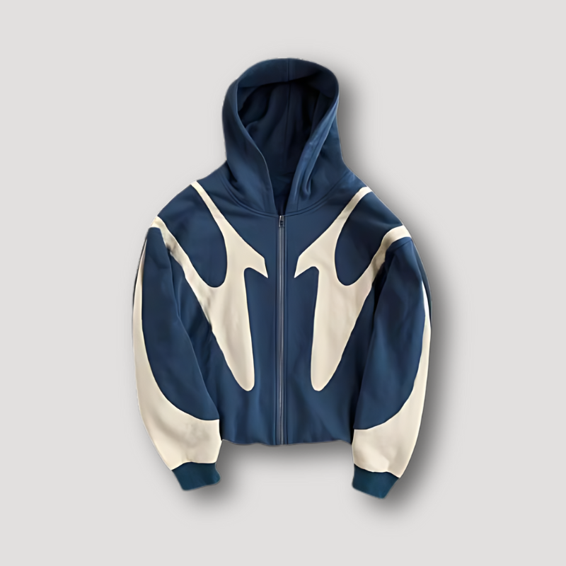Sweat à capuche tendance homme avec motif flammes et fermeture éclair