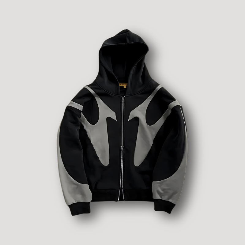 Sweat à capuche tendance homme avec motif flammes et fermeture éclair