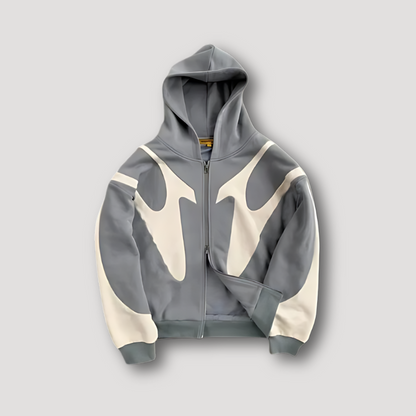 Sweat à capuche tendance homme avec motif flammes et fermeture éclair