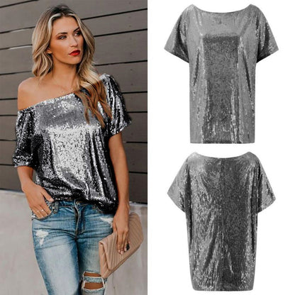 Chemisier scintillant pour femme en polyester et coton