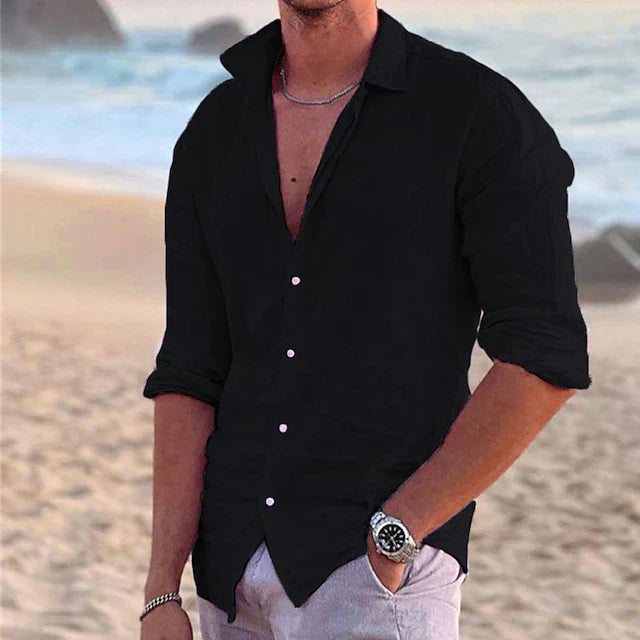 Chemise en lin à manches longues pour hommes – printemps, été