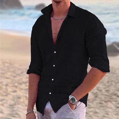 Chemise en lin à manches longues pour hommes – printemps, été