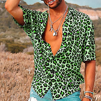 Chemise d'été à motif léopard pour hommes - Merium