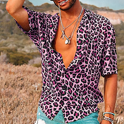 Chemise d'été à motif léopard pour hommes - Merium