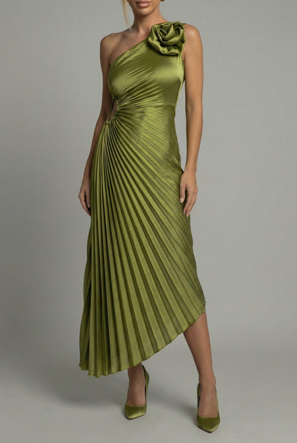 Robe midi plissée asymétrique Damen Ascot
