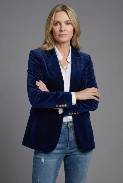 Blazer femme en velours – Veste cintrée et élégante pour occasions spéciales