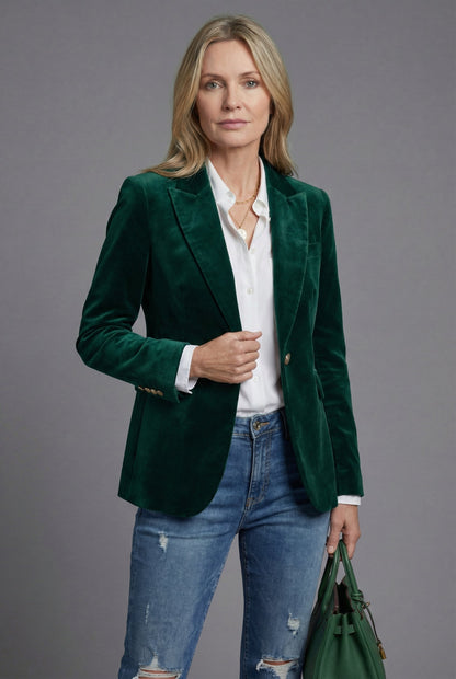 Blazer femme en velours – Veste cintrée et élégante pour occasions spéciales