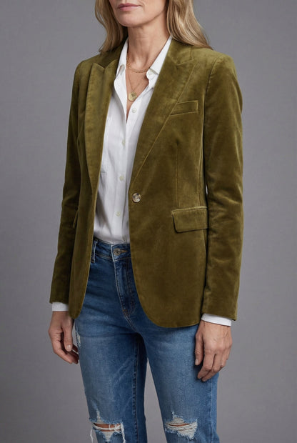 Blazer femme en velours – Veste cintrée et élégante pour occasions spéciales