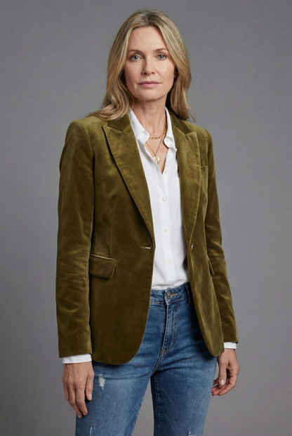 Blazer femme en velours – Veste cintrée et élégante pour occasions spéciales