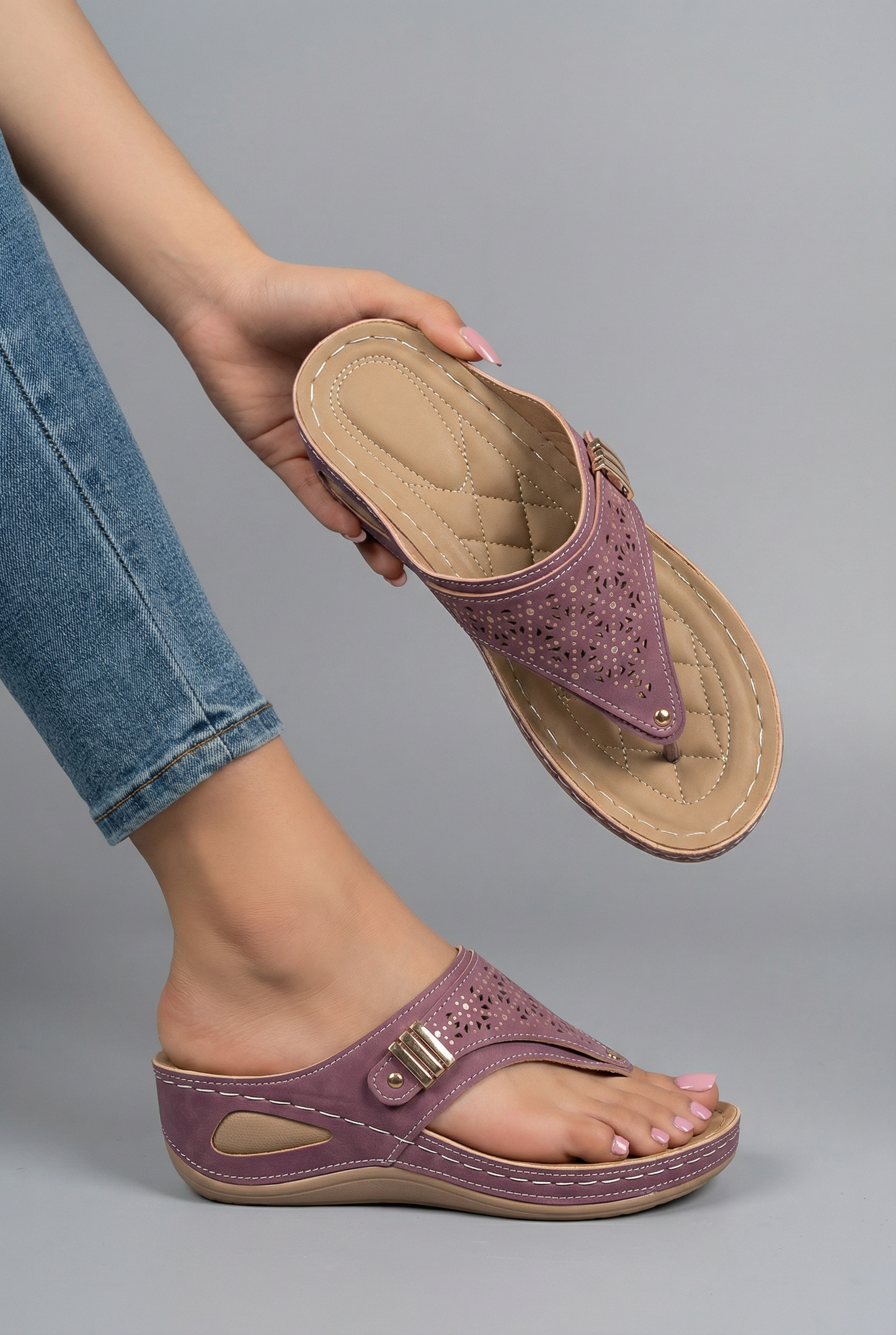 Sandales confortables pour femmes avec talon compensé et soutien de la voûte plantaire