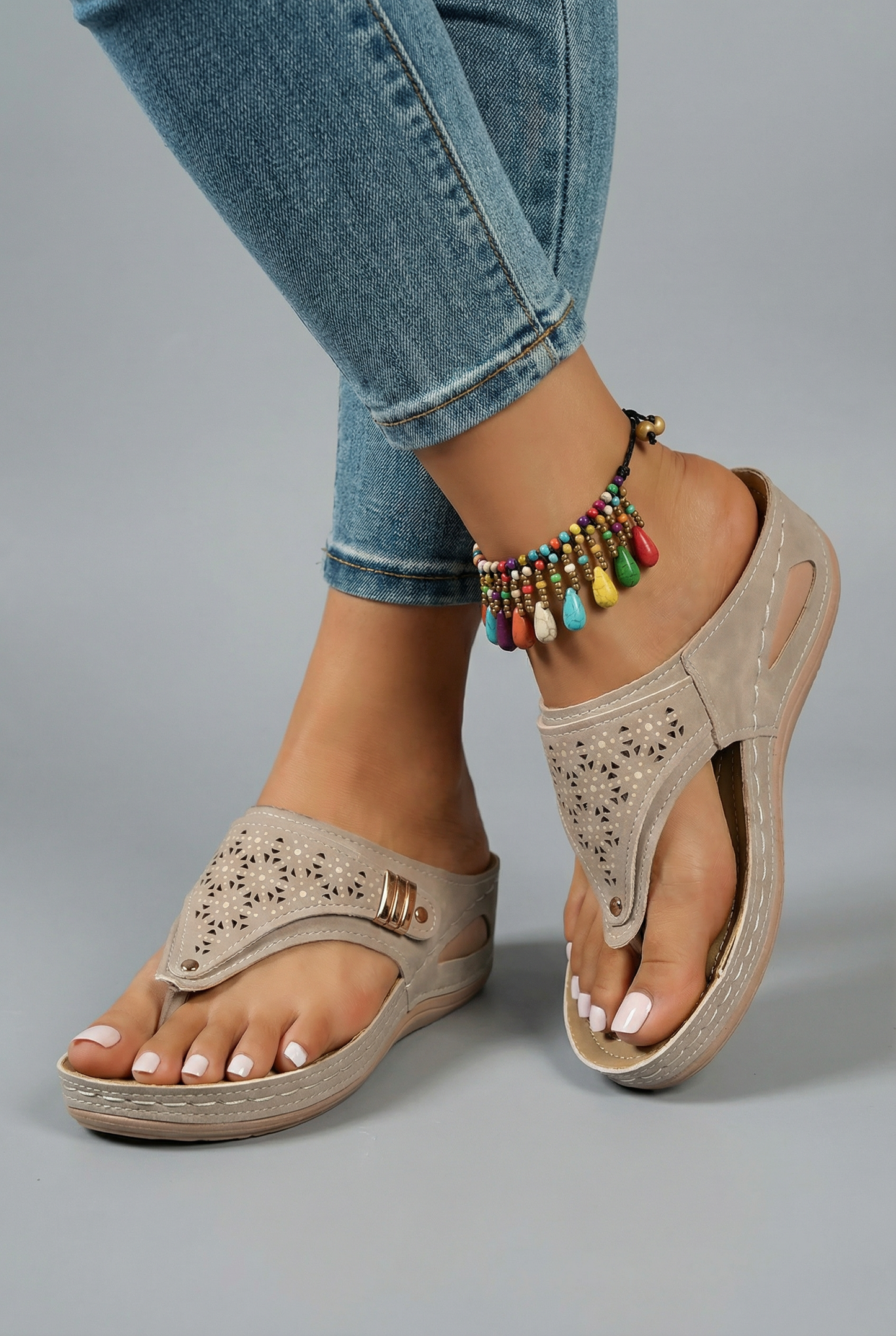 Sandales confortables pour femmes avec talon compensé et soutien de la voûte plantaire