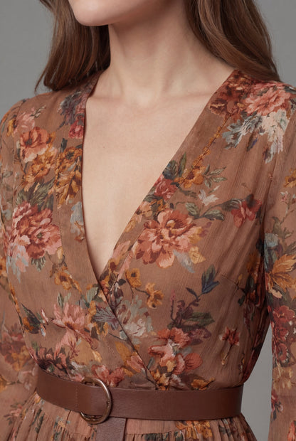 Robe maxi bohème vintage à motif floral pour femmes