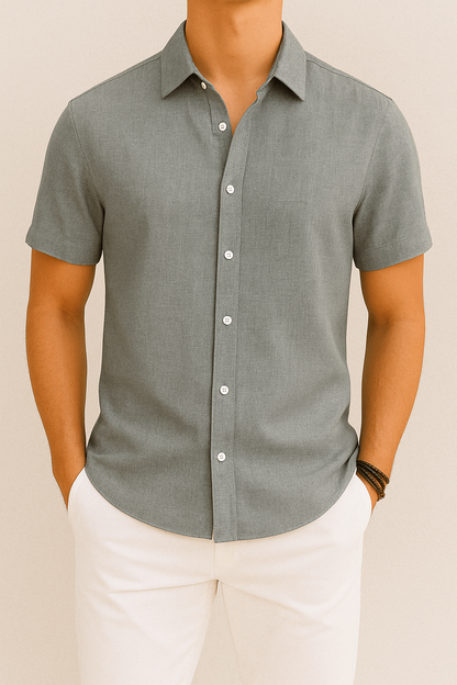 Vero - Chemise en lin à manches courtes pour hommes