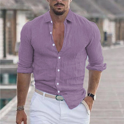 Samuel - Linen Shirt for Men with Turn-Down Collar
