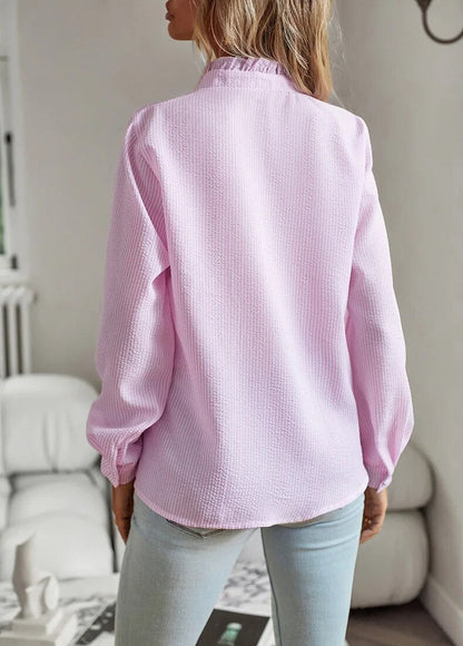 Blouse élégante à manches longues pour femme avec col montant