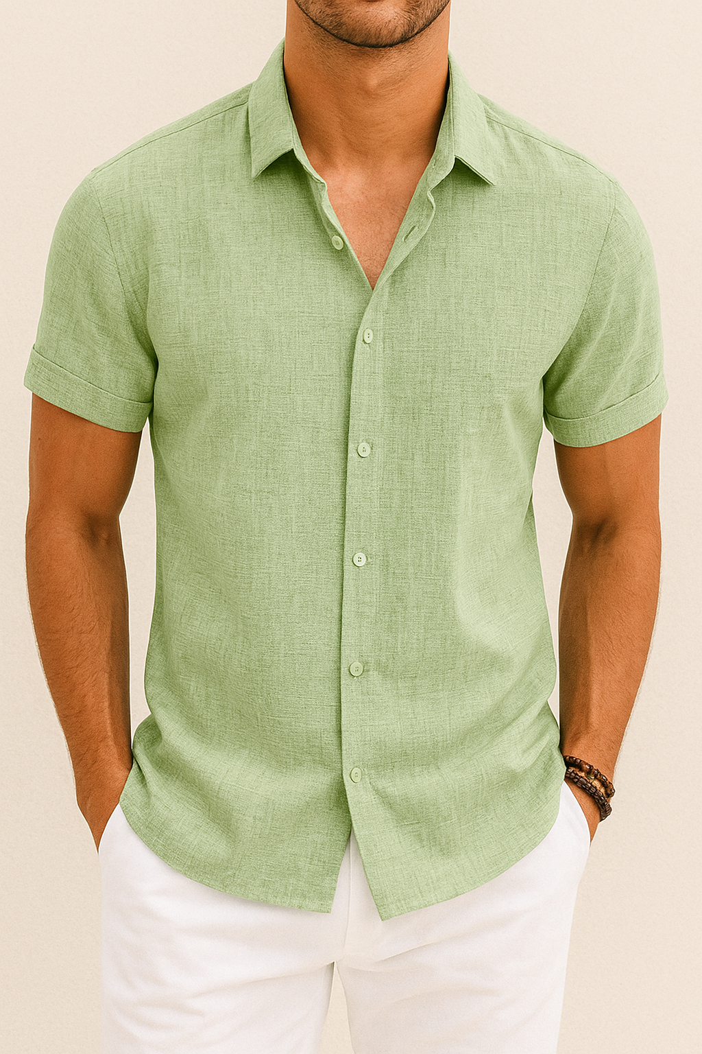 Vero - Chemise en lin à manches courtes pour hommes