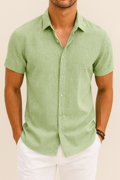 Vero - Chemise en lin à manches courtes pour hommes