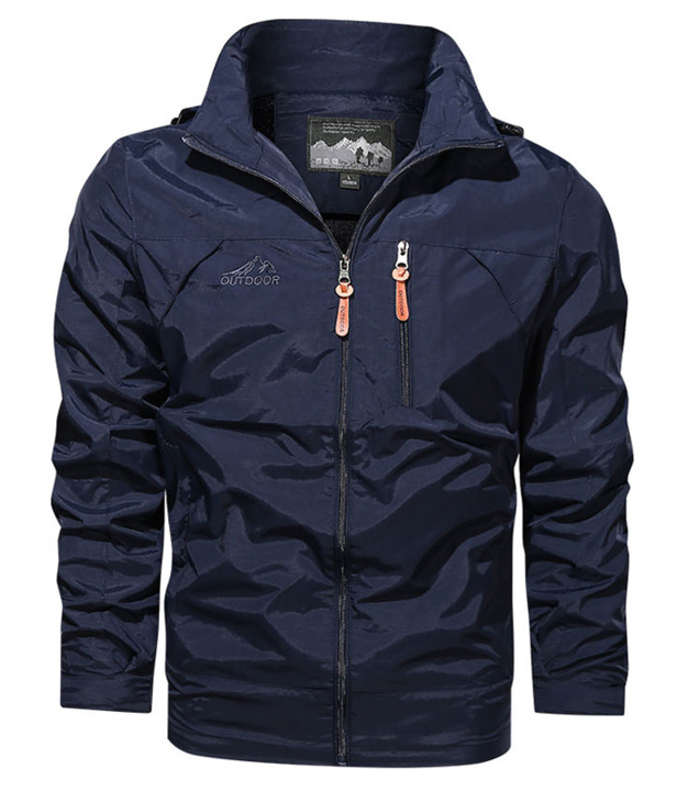 Men's Fall Outdoor Jacket with Water-Repellent Layer and Sporty Zipper