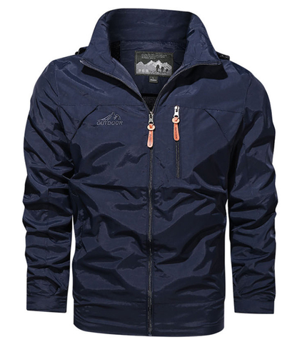 Men's Fall Outdoor Jacket with Water-Repellent Layer and Sporty Zipper