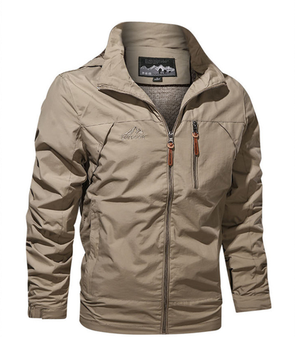 Men's Fall Outdoor Jacket with Water-Repellent Layer and Sporty Zipper