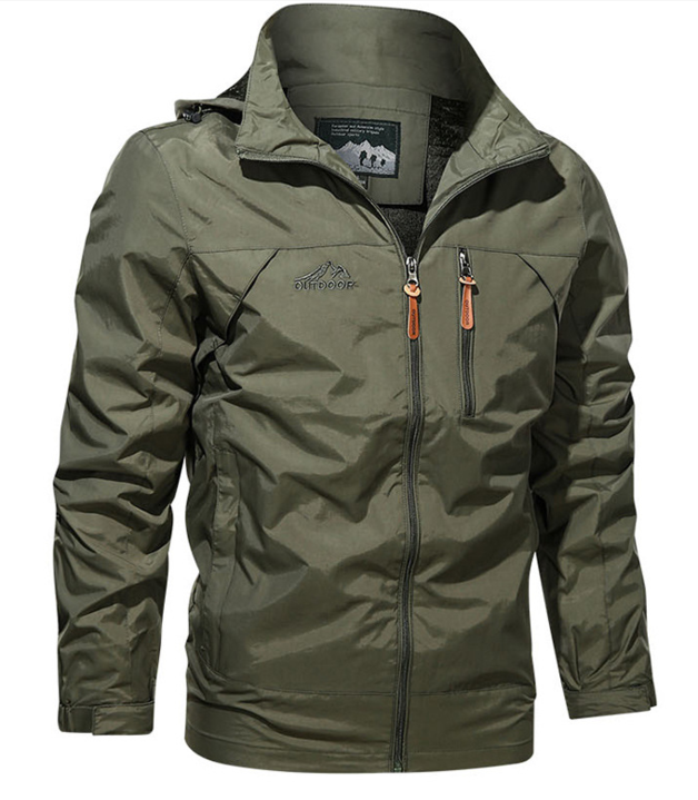 Men's Fall Outdoor Jacket with Water-Repellent Layer and Sporty Zipper