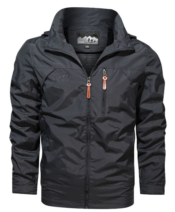 Men's Fall Outdoor Jacket with Water-Repellent Layer and Sporty Zipper