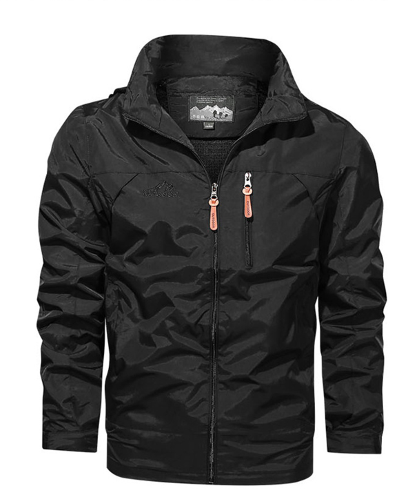 Men's Fall Outdoor Jacket with Water-Repellent Layer and Sporty Zipper