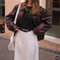 Veste en similicuir pour femme style vintage - Bordeaux