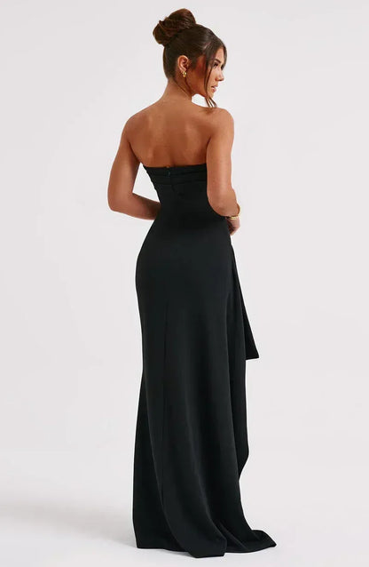 Robe cocktail maxi bustier pour femme avec fente sur la jambe
