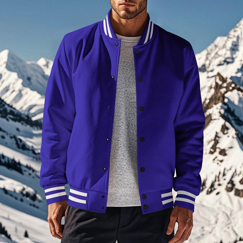 Veste de baseball décontractée pour hommes avec col montant