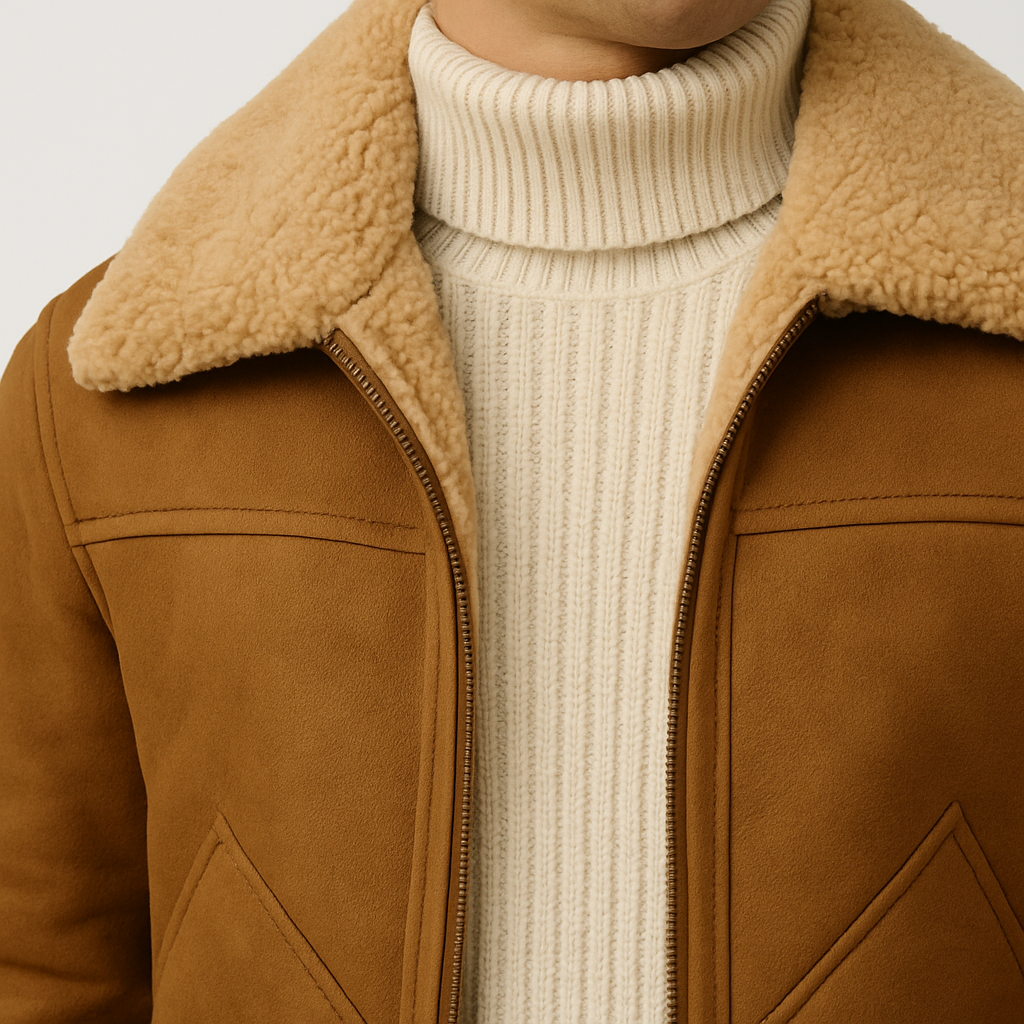 Men's Shearling Leather Jacket Winter