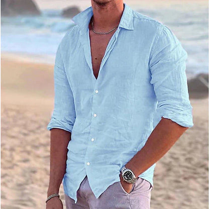 Chemise en lin à manches longues pour hommes – printemps, été