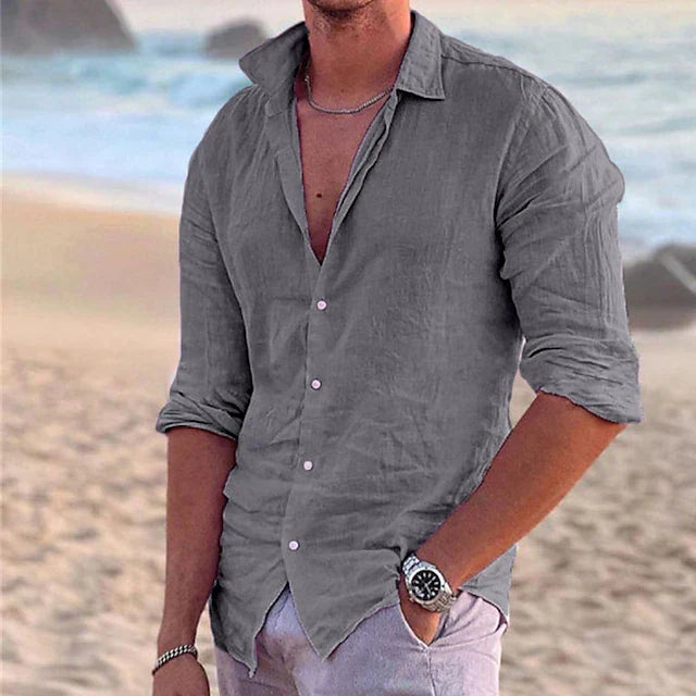 Chemise en lin à manches longues pour hommes – printemps, été