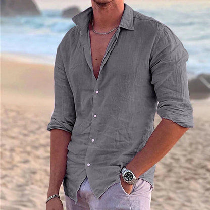 Chemise en lin à manches longues pour hommes – printemps, été