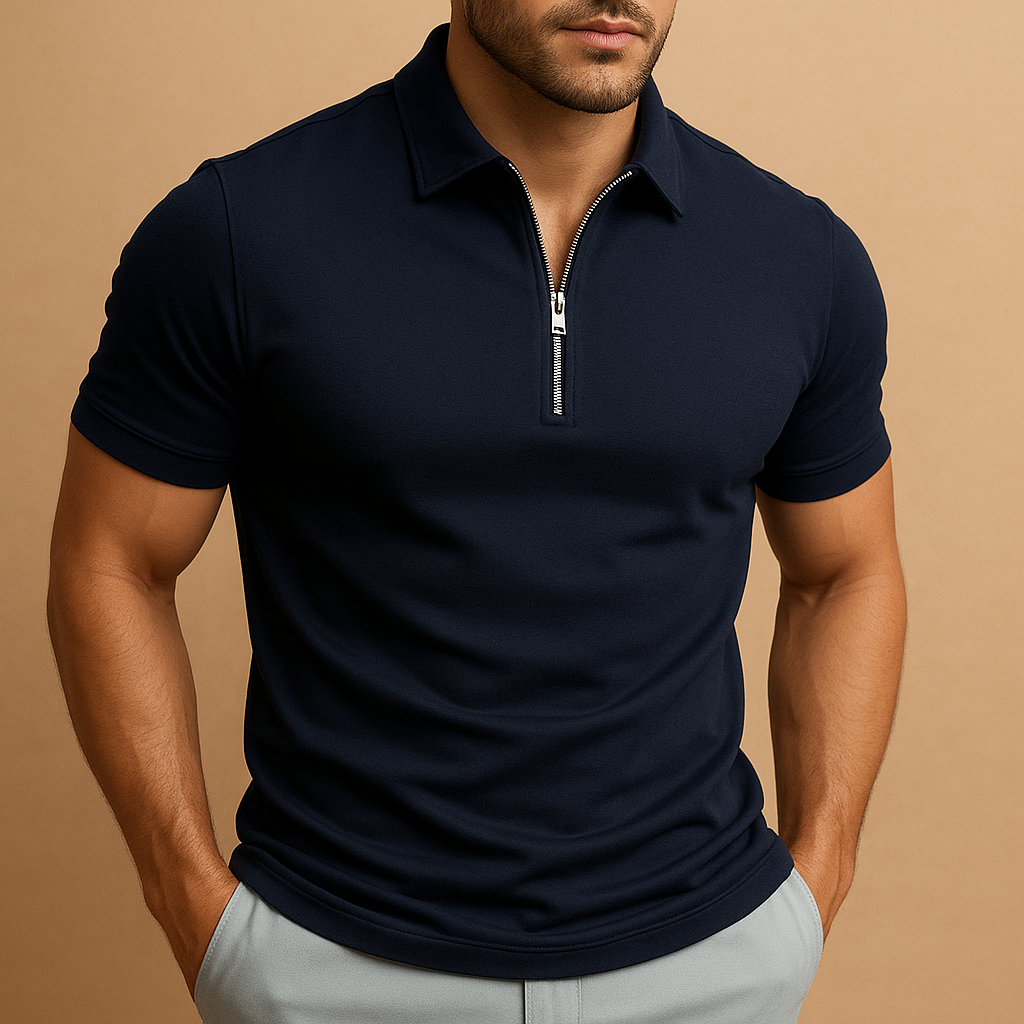 Daan – Men's Polo Shirt with Zipper and Modern Fit