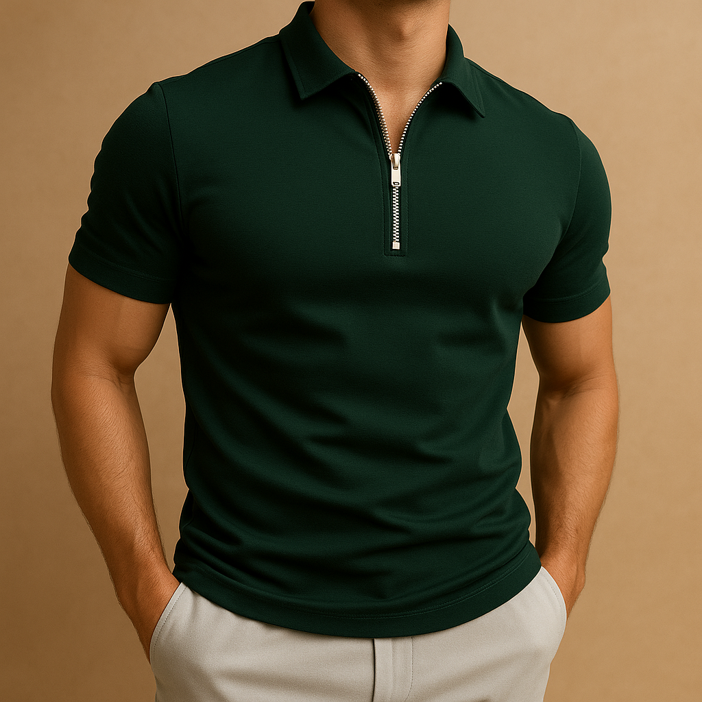 Daan – Men's Polo Shirt with Zipper and Modern Fit