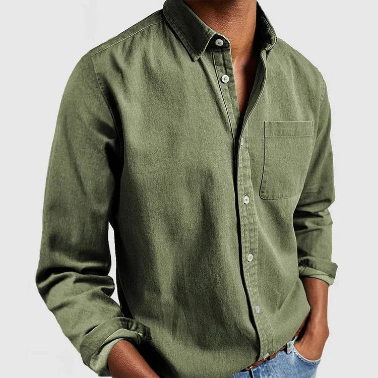 Chemise en lin homme à manches longues et coupe régulière
