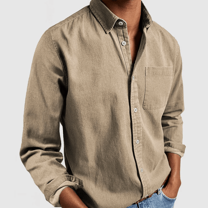 Chemise en lin homme à manches longues et coupe régulière