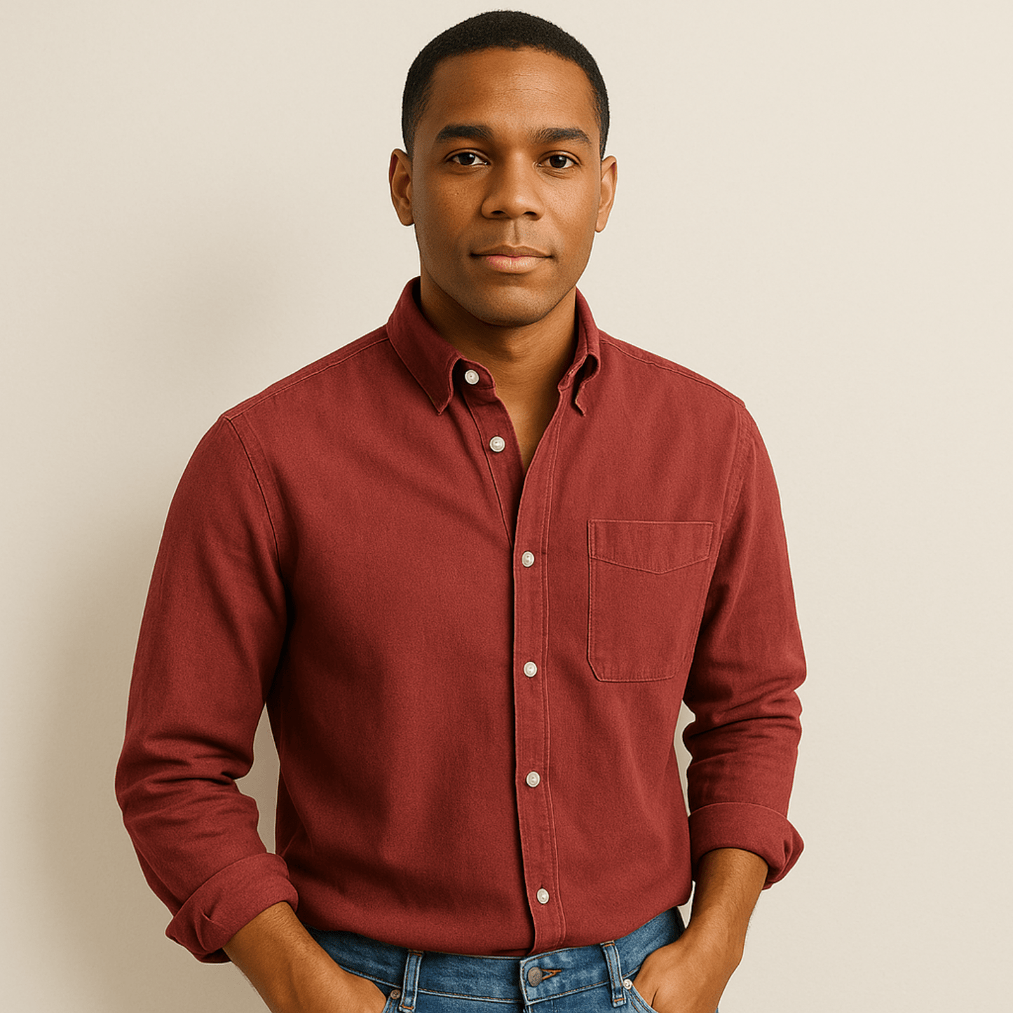 Chemise en lin homme à manches longues et coupe régulière