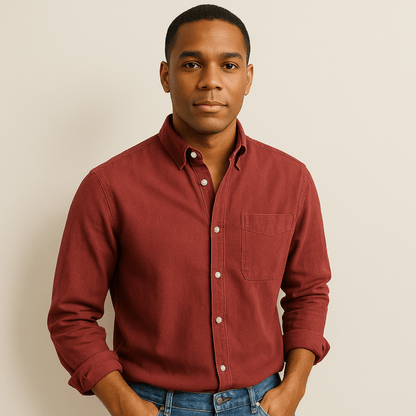 Chemise en lin homme à manches longues et coupe régulière