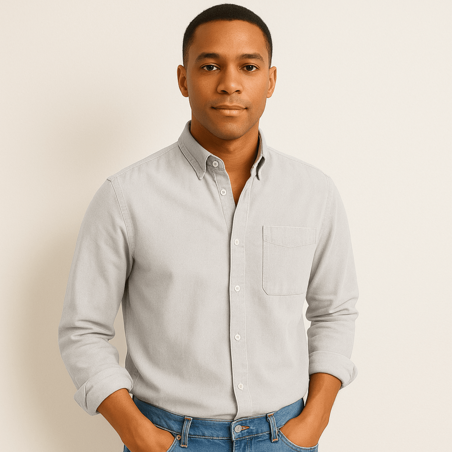 Chemise en lin homme à manches longues et coupe régulière